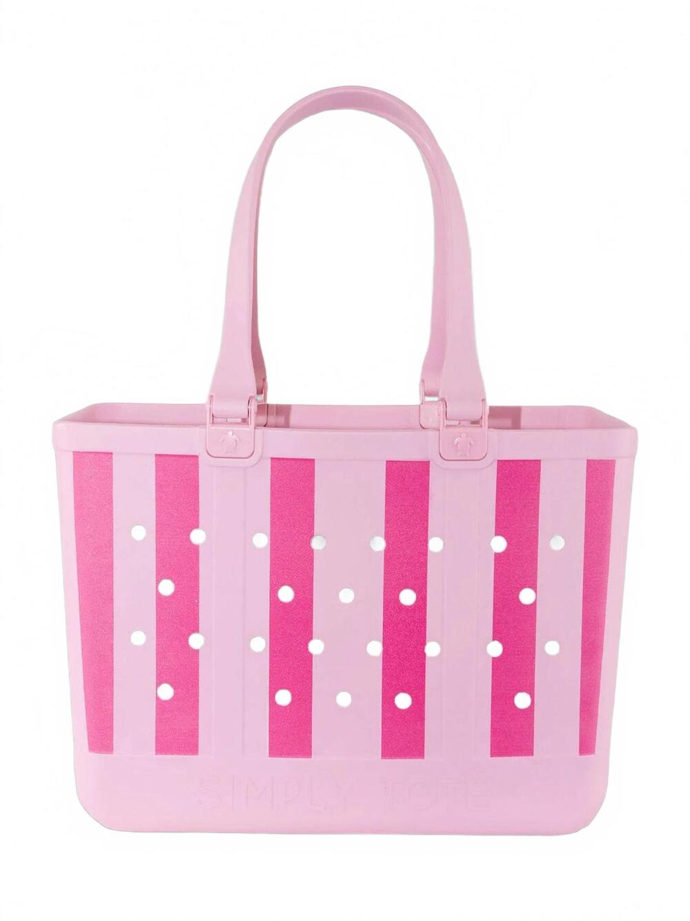 NEW SIMPLY SOUTHERN women's stripe tote bag in berry